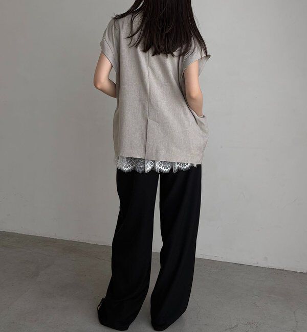  「【防シワ/手洗い可/伸縮性◎】〈C.L〉リネンタッチハーフスリーブジャケット」|ベスト・ジレ|