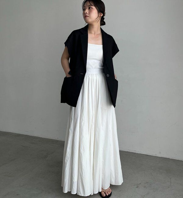  「【防シワ/手洗い可/伸縮性◎】〈C.L〉リネンタッチハーフスリーブジャケット」|ベスト・ジレ|