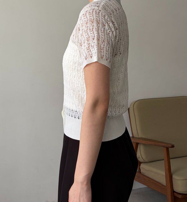  「【華奢見え】レース襟付きカーディガン」|カーディガン|