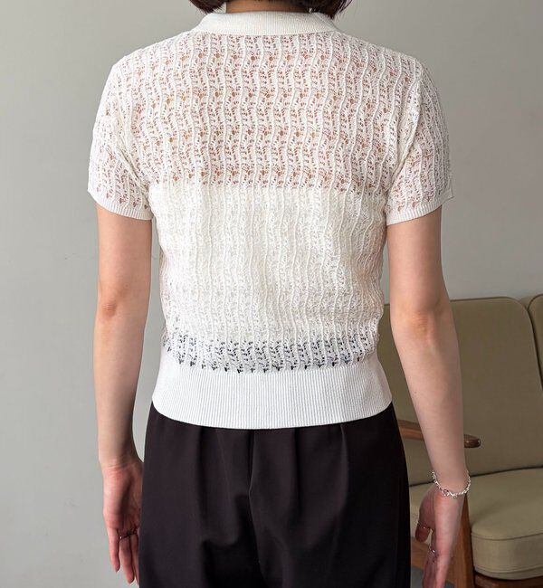  「【華奢見え】レース襟付きカーディガン」|カーディガン|