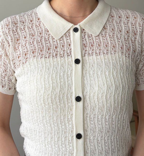  「【華奢見え】レース襟付きカーディガン」|カーディガン|