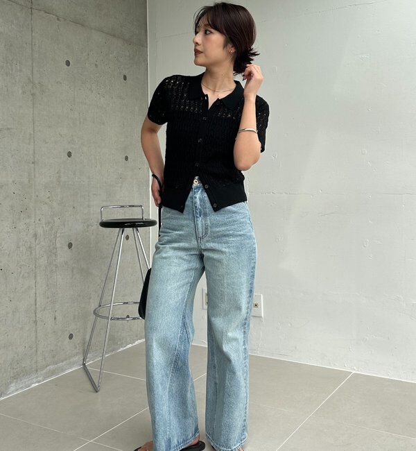  「【華奢見え】レース襟付きカーディガン」|カーディガン|