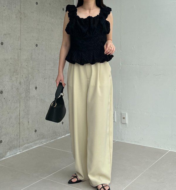  「【こなれ感◎】ギャザーベルトフローパンツ」|チノ|