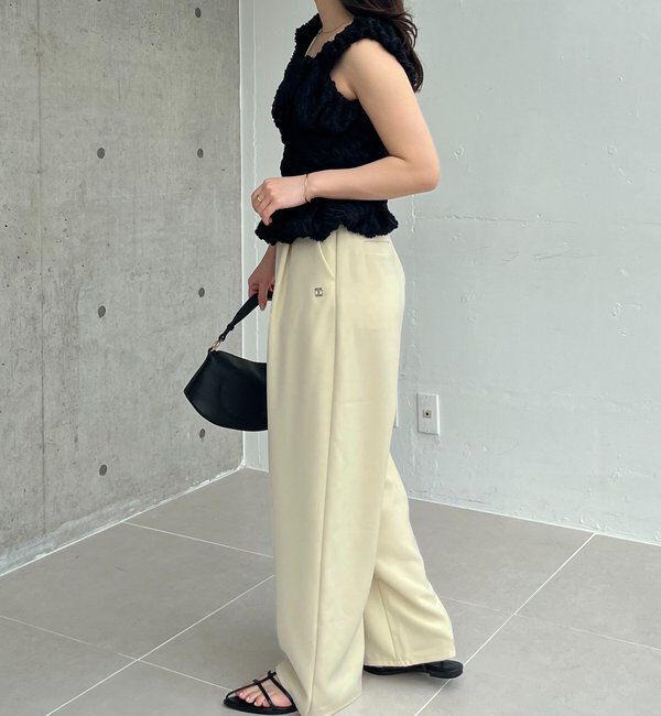  「【こなれ感◎】ギャザーベルトフローパンツ」|チノ|