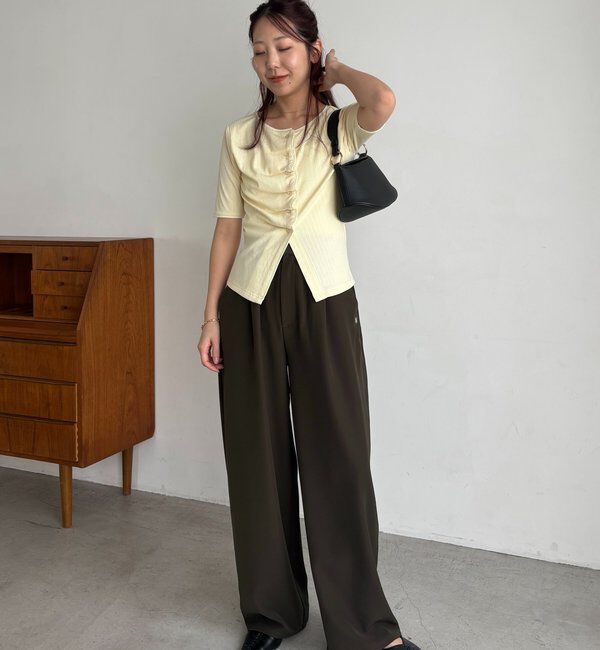  「【こなれ感◎】ギャザーベルトフローパンツ」|チノ|