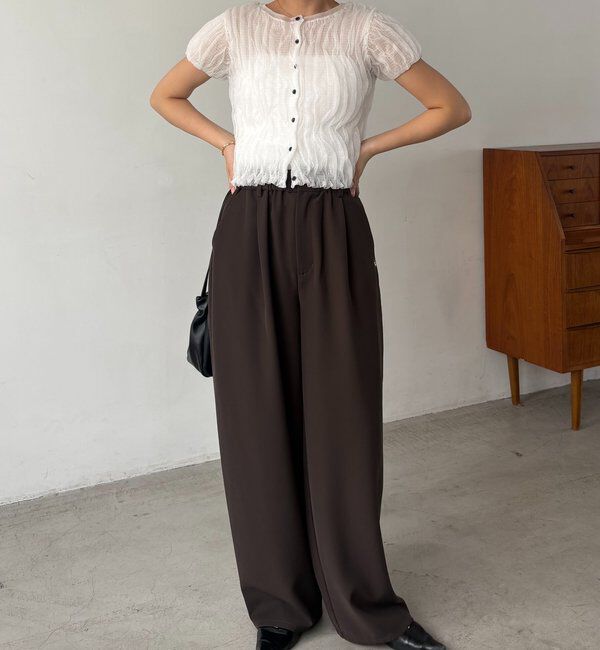  「【こなれ感◎】ギャザーベルトフローパンツ」|チノ|