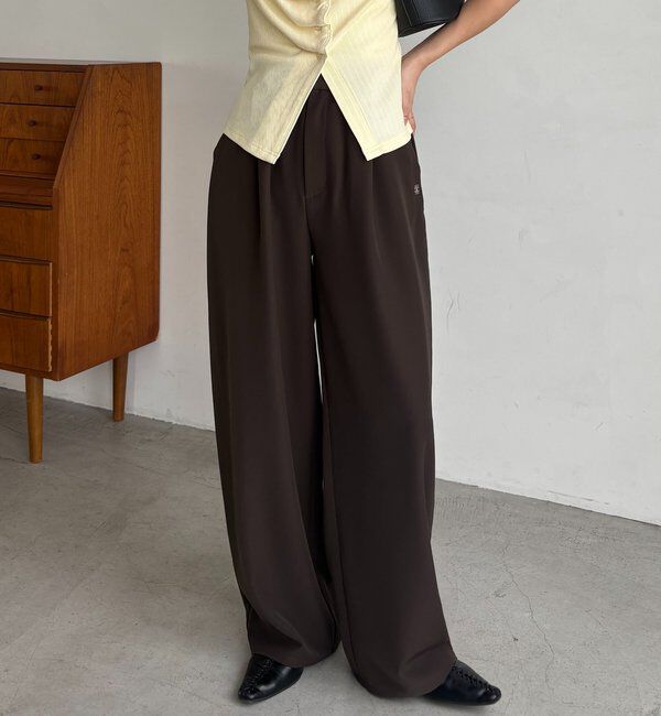  「【こなれ感◎】ギャザーベルトフローパンツ」|チノ|