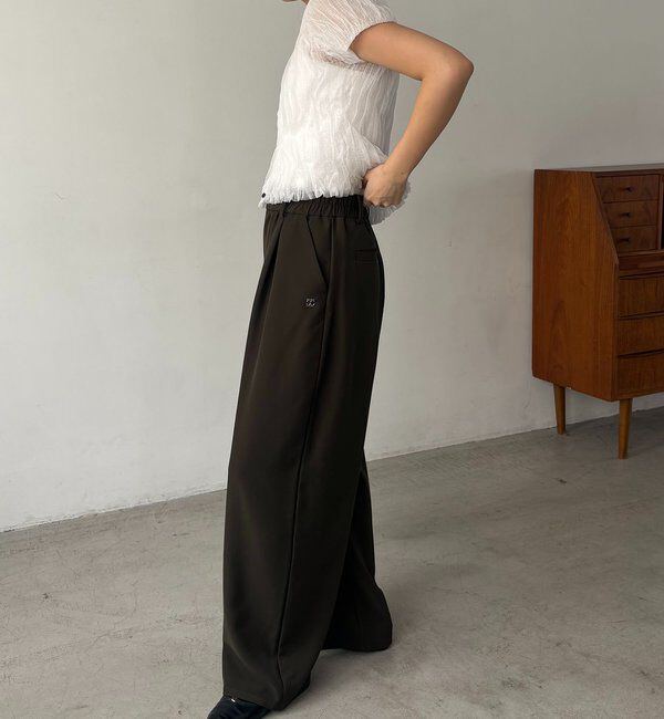  「【こなれ感◎】ギャザーベルトフローパンツ」|チノ|