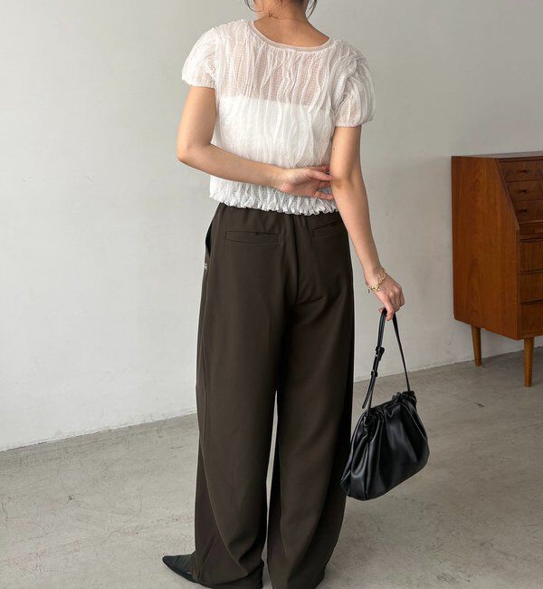  「【こなれ感◎】ギャザーベルトフローパンツ」|チノ|