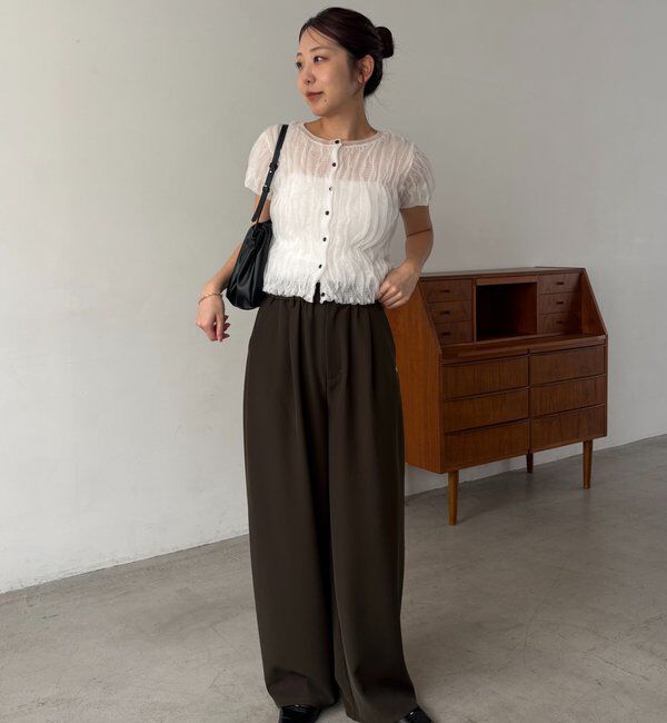  「【こなれ感◎】ギャザーベルトフローパンツ」|チノ|