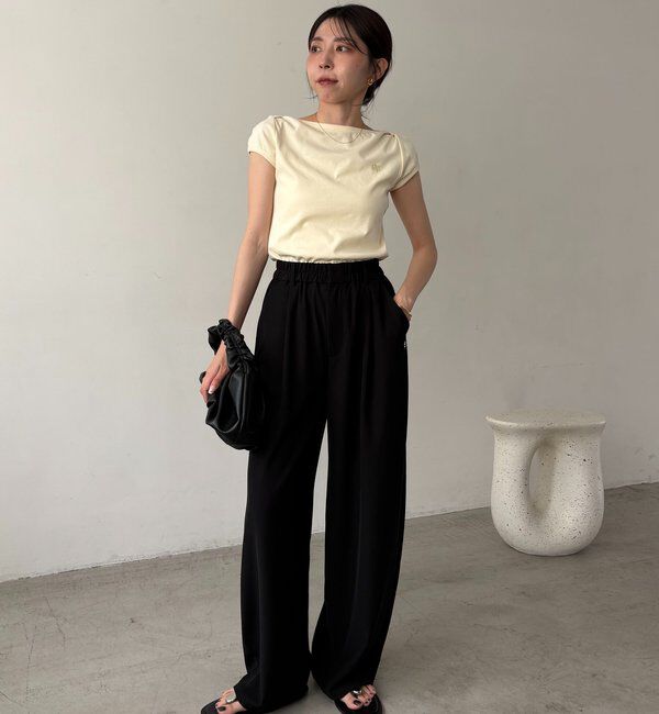  「【こなれ感◎】ギャザーベルトフローパンツ」|チノ|