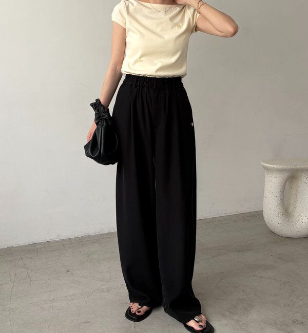  「【こなれ感◎】ギャザーベルトフローパンツ」|チノ|