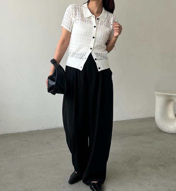  「【こなれ感◎】ギャザーベルトフローパンツ」|チノ|