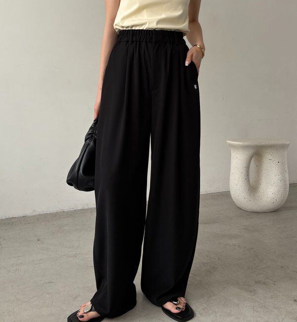  「【こなれ感◎】ギャザーベルトフローパンツ」|チノ|