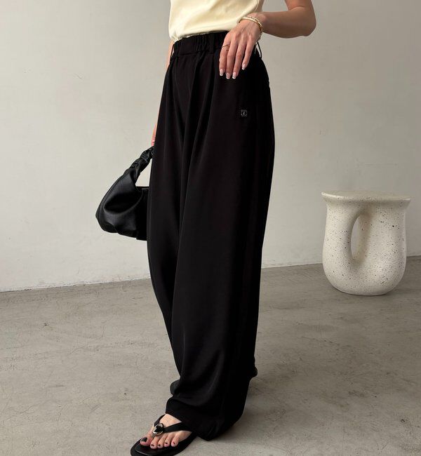  「【こなれ感◎】ギャザーベルトフローパンツ」|チノ|