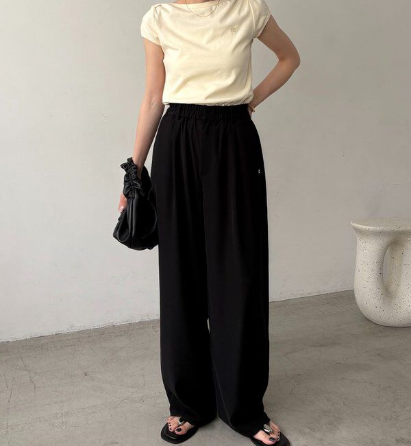  「【こなれ感◎】ギャザーベルトフローパンツ」|チノ|