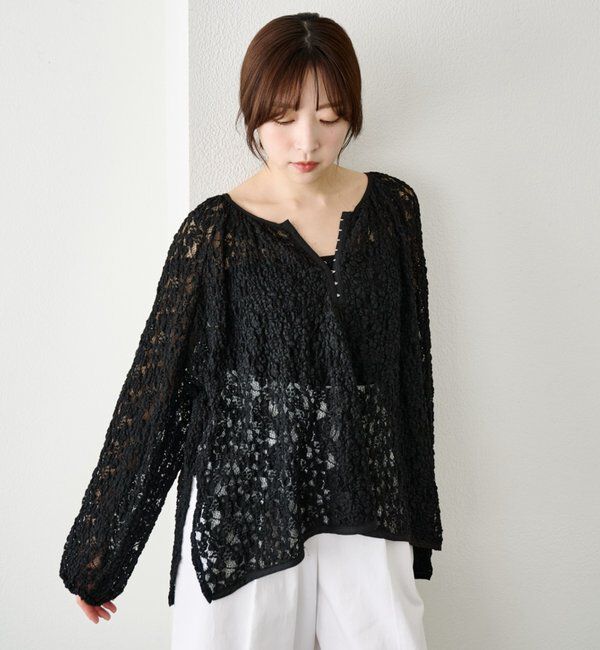  「サイドスリットレースブラウス」|シャツ・ブラウス|