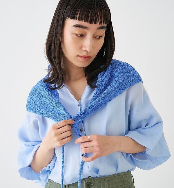 collex「ブークレーヤーンニットレースストール」|マフラー|ブルー