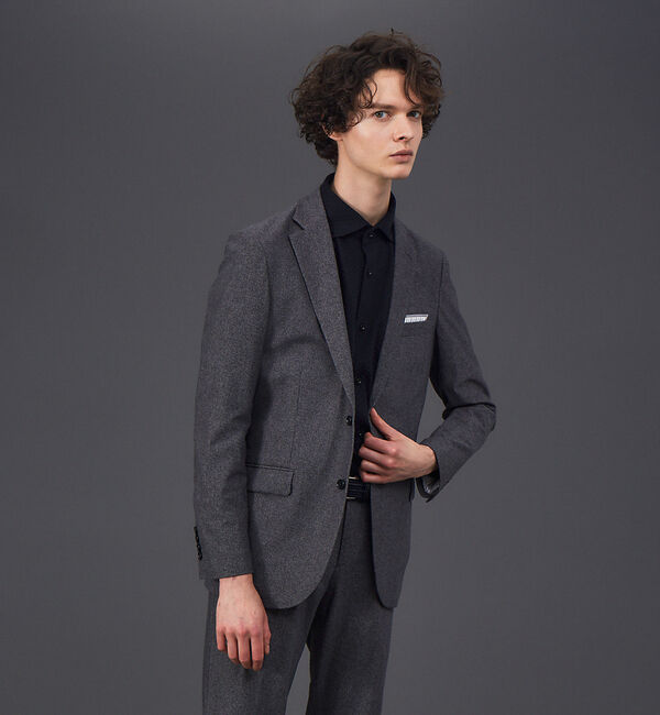 ABAHOUSE「【FLEX】セットアップ対応 2WAY ストレッチ プリント ジャケット」|テーラードジャケット|ライトグレー