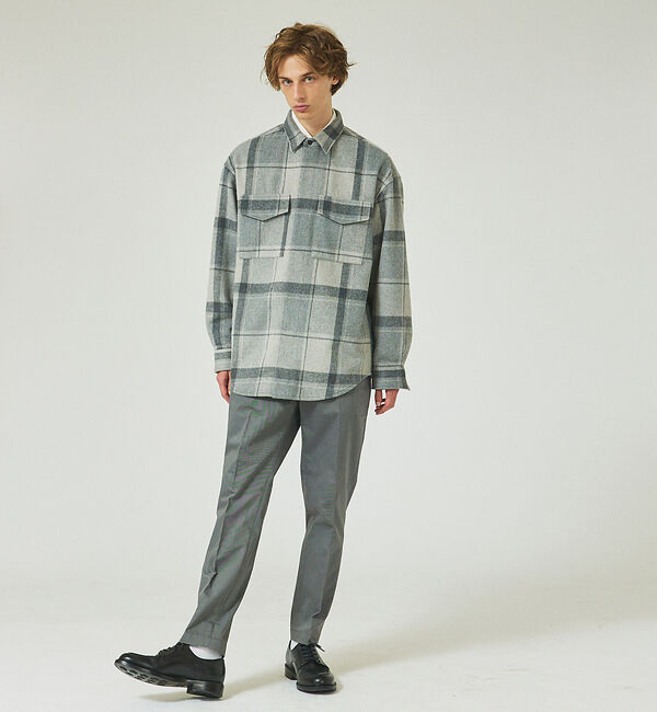 ABAHOUSE「【シャギー素材】ネルチェック オーバーサイズ CPOシャツ /シャツブルゾン」|ブルゾン・スタジャン|