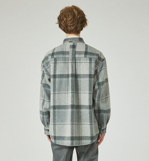 ABAHOUSE「【シャギー素材】ネルチェック オーバーサイズ CPOシャツ /シャツブルゾン」|ブルゾン・スタジャン|