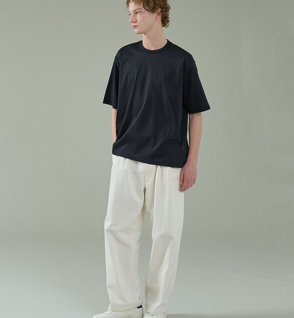 ABAHOUSE「KNIT COLLAR コットンポンチ クルーネック半袖Tシャツ / リラックス」|Tシャツ・カットソー|