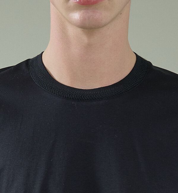 ABAHOUSE「KNIT COLLAR コットンポンチ クルーネック半袖Tシャツ / リラックス」|Tシャツ・カットソー|