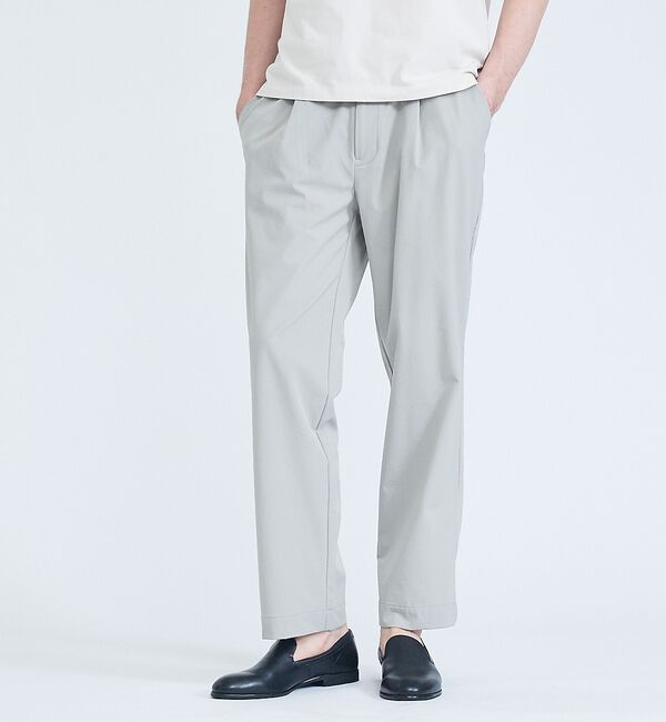 ABAHOUSE「【ストレッチ/洗える】1タック イージー ワイドテーパードパンツ」|その他|グレージュ