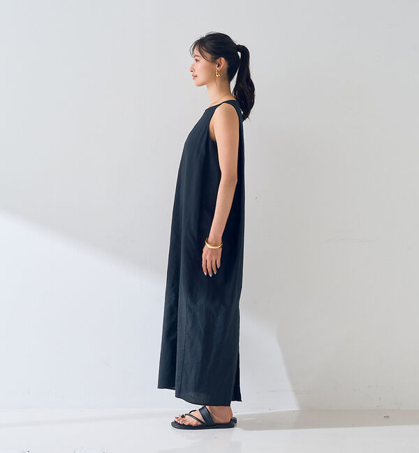 Rouge vif「麻混ノースリーブ 後ろタックワンピース」|ワンピース|