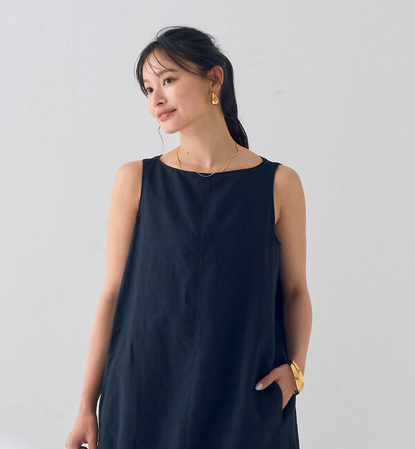 Rouge vif「麻混ノースリーブ 後ろタックワンピース」|ワンピース|