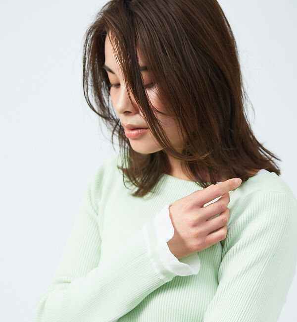 qualite「バイカラースリーブニット」|ニット・セーター|