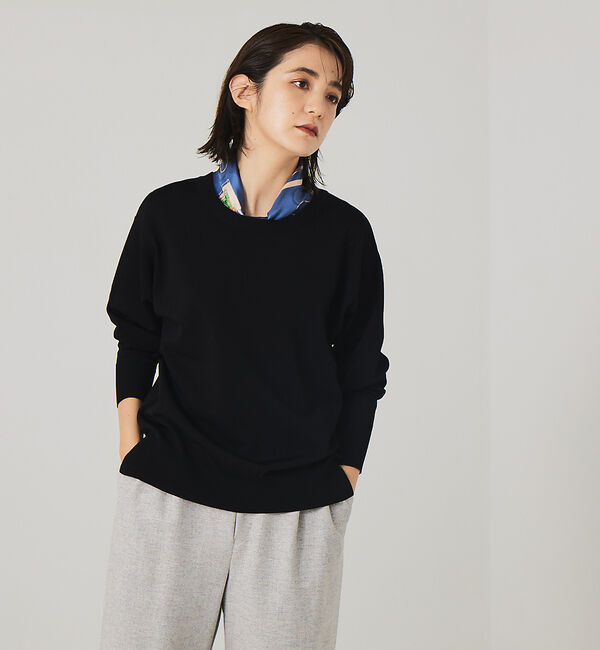 qualite「レーヨンストレッチ2WAYニット」|ニット・セーター|ブラック