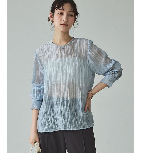 qualite「シアークレープブラウス」|シャツ・ブラウス|サックスブルー