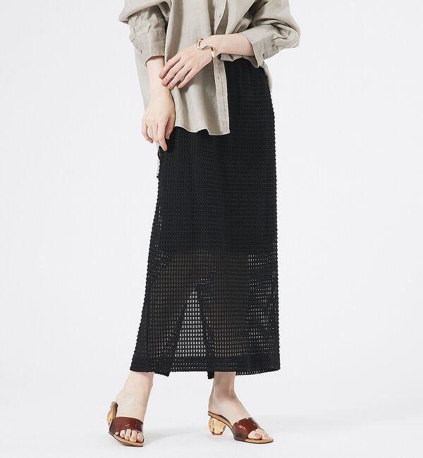 abahouse mavie「メッシュタイトスカート」|スカート|ブラック