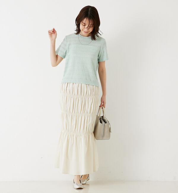 abahouse mavie「シャーリングボーダーTシャツ」|Tシャツ・カットソー|