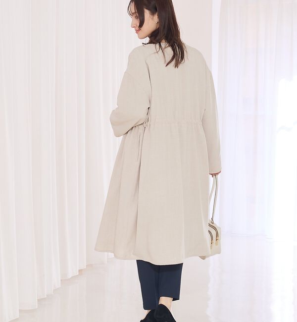 abahouse mavie「【春アウター】ノーカラーコート/通勤/きれいめ/ロング/セミオケ/春服」|ノーカラーコート|