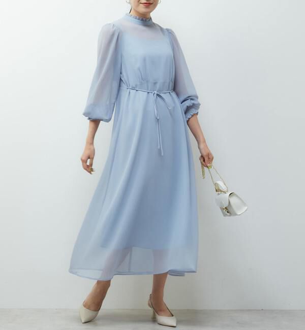 TIARA「フリルハイネックフレアドレス」|ワンピース|