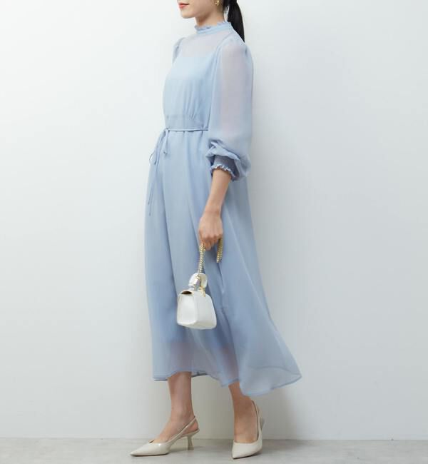 TIARA「フリルハイネックフレアドレス」|ワンピース|