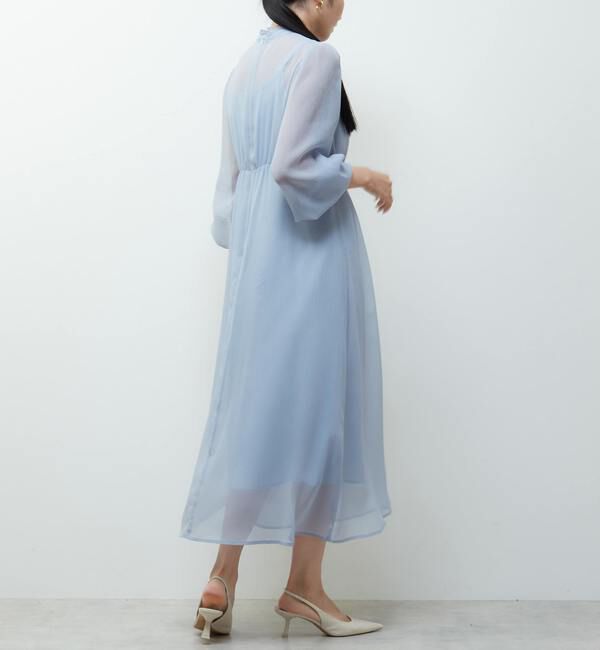 TIARA「フリルハイネックフレアドレス」|ワンピース|