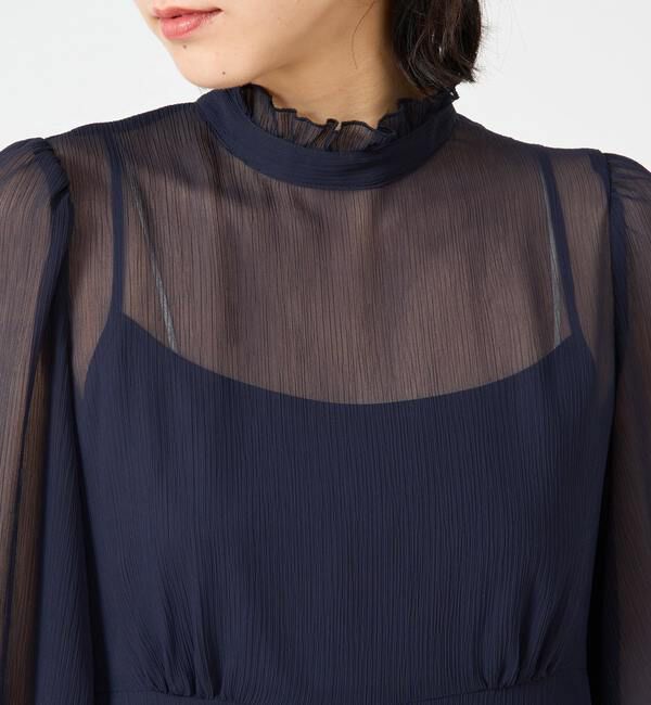 TIARA「フリルハイネックフレアドレス」|ワンピース|