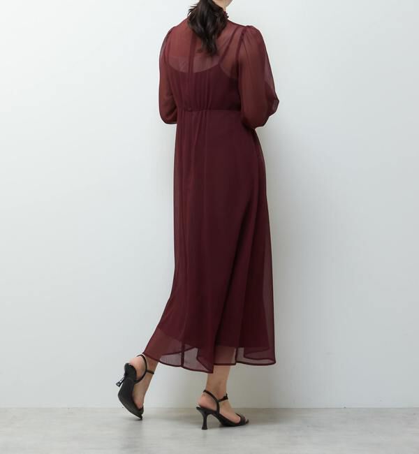 TIARA「フリルハイネックフレアドレス」|ワンピース|