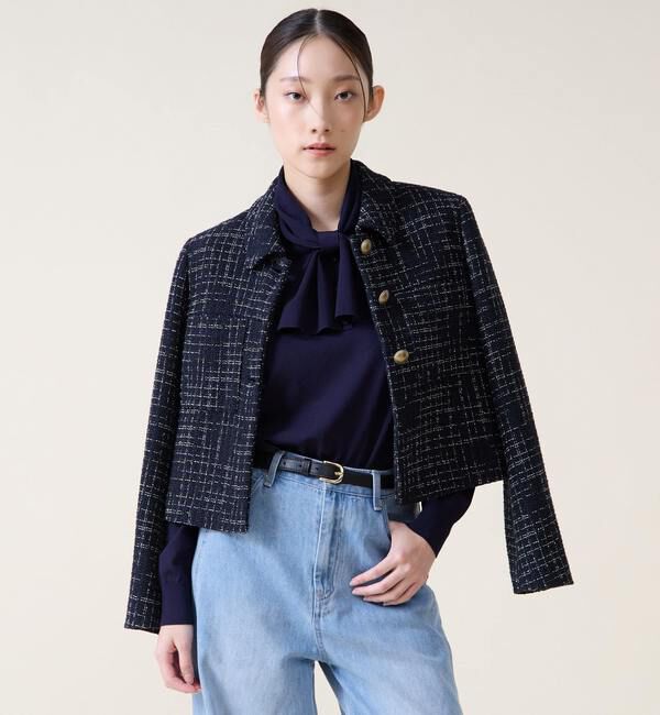 TIARA「ミックスツイードジャケット」|その他|ネイビー