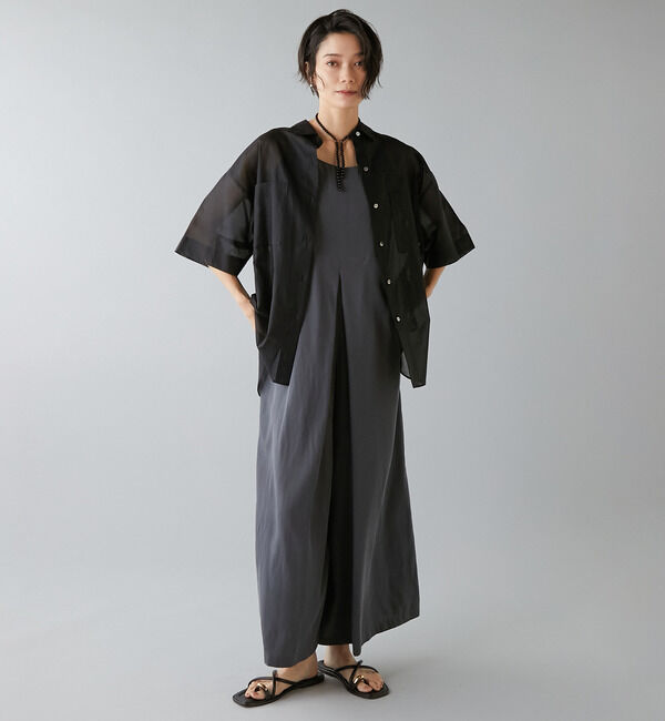 Liesse「ウエストタックサロペット」|オールインワン|チャコールグレー