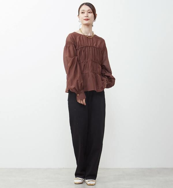 Soffitto「綿シルク前後2WAYリボンギャザーブラウス」|シャツ・ブラウス|