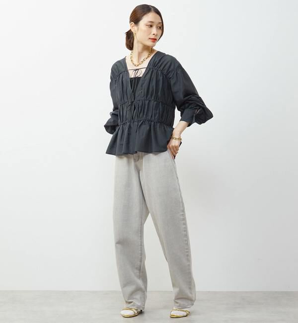 Soffitto「綿シルク前後2WAYリボンギャザーブラウス」|シャツ・ブラウス|