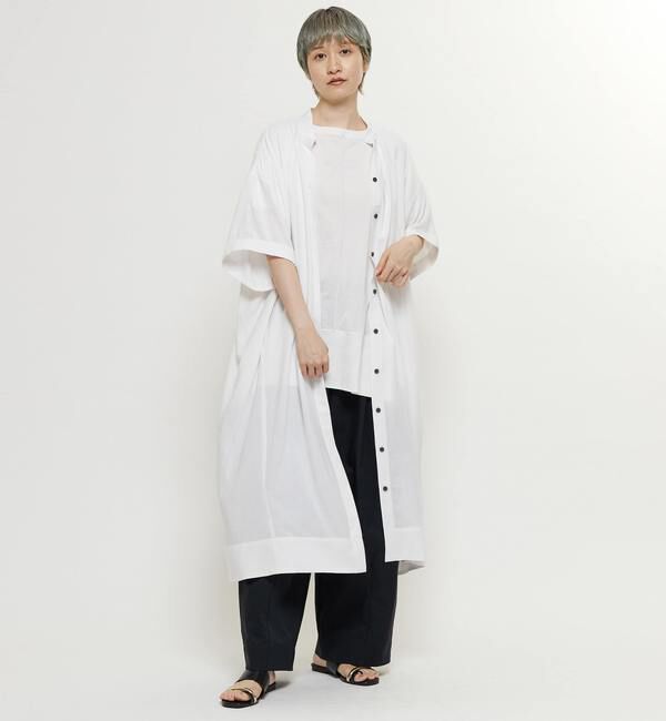 Soffitto「【nota della mano sinistra（ノータ デラ マノ シニストラ）】5分袖前開きシャツワンピ－ス」|ワンピース|