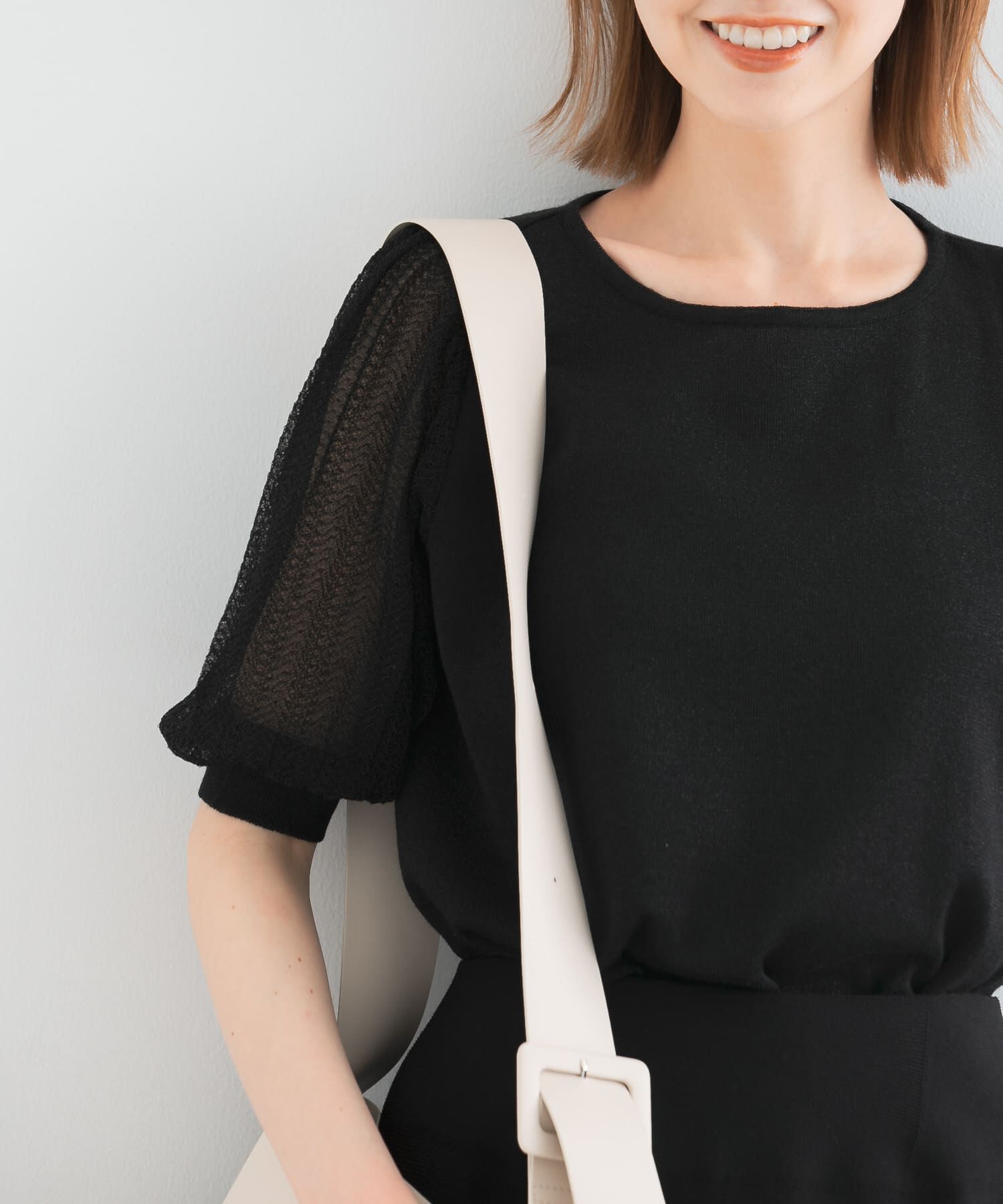 URBAN RESEARCH ROSSO「ドッキングシアープリーツスリーブプルオーバー」|ニット・セーター|