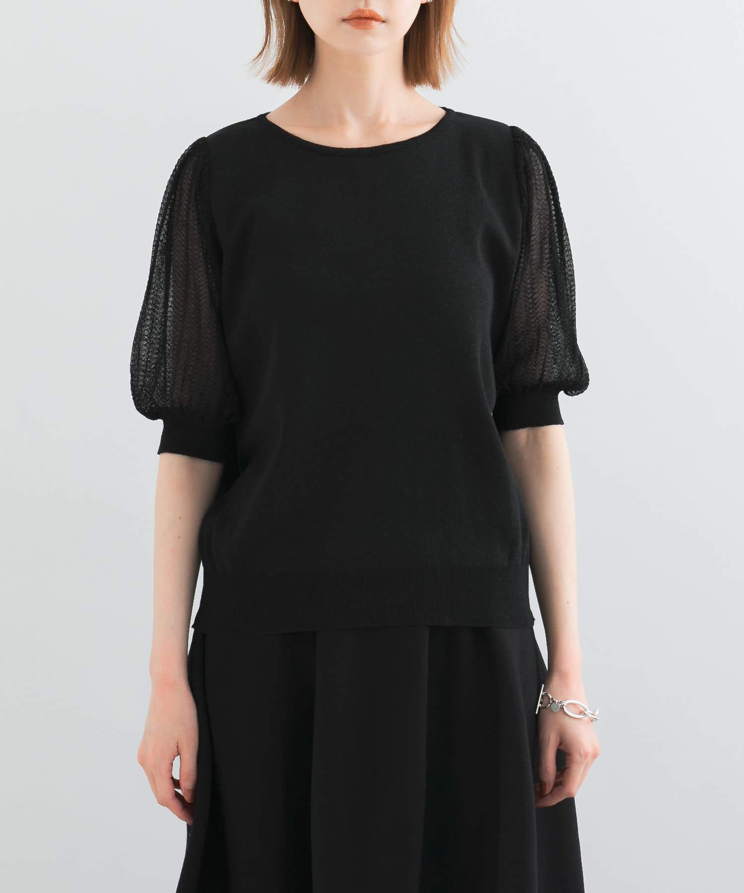 URBAN RESEARCH ROSSO「ドッキングシアープリーツスリーブプルオーバー」|ニット・セーター|