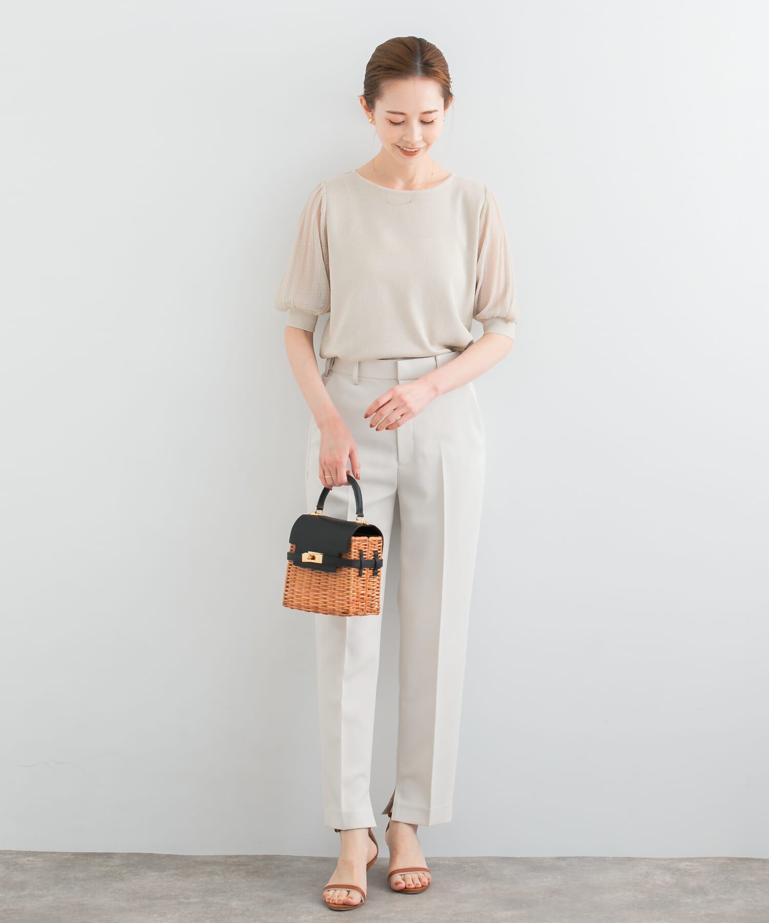 URBAN RESEARCH ROSSO「ドッキングシアープリーツスリーブプルオーバー」|ニット・セーター|