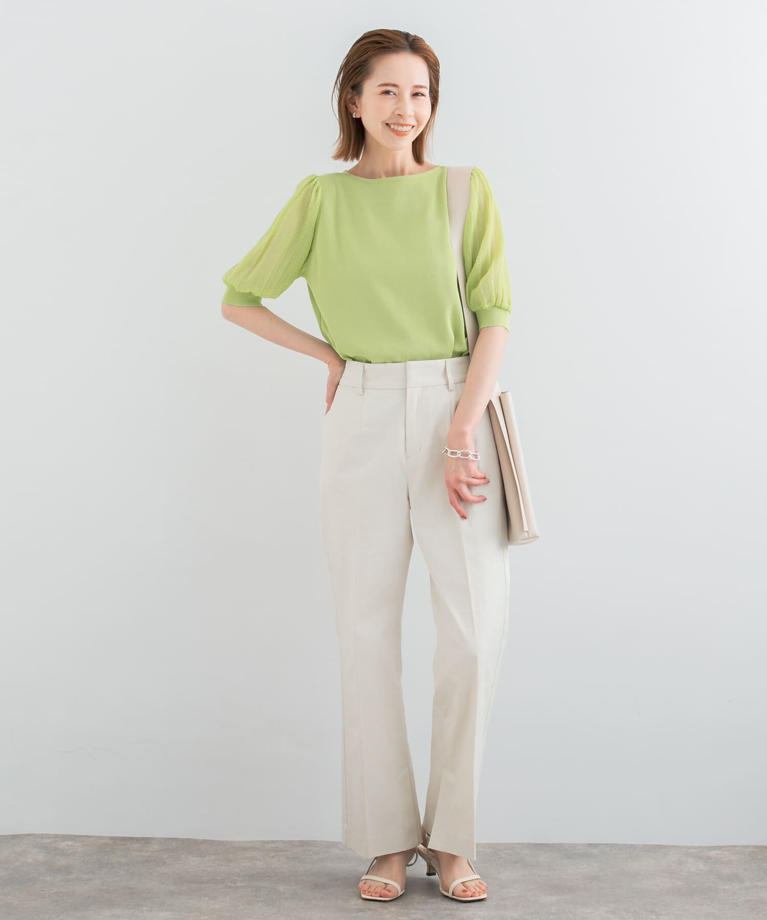 URBAN RESEARCH ROSSO「ドッキングシアープリーツスリーブプルオーバー」|ニット・セーター|